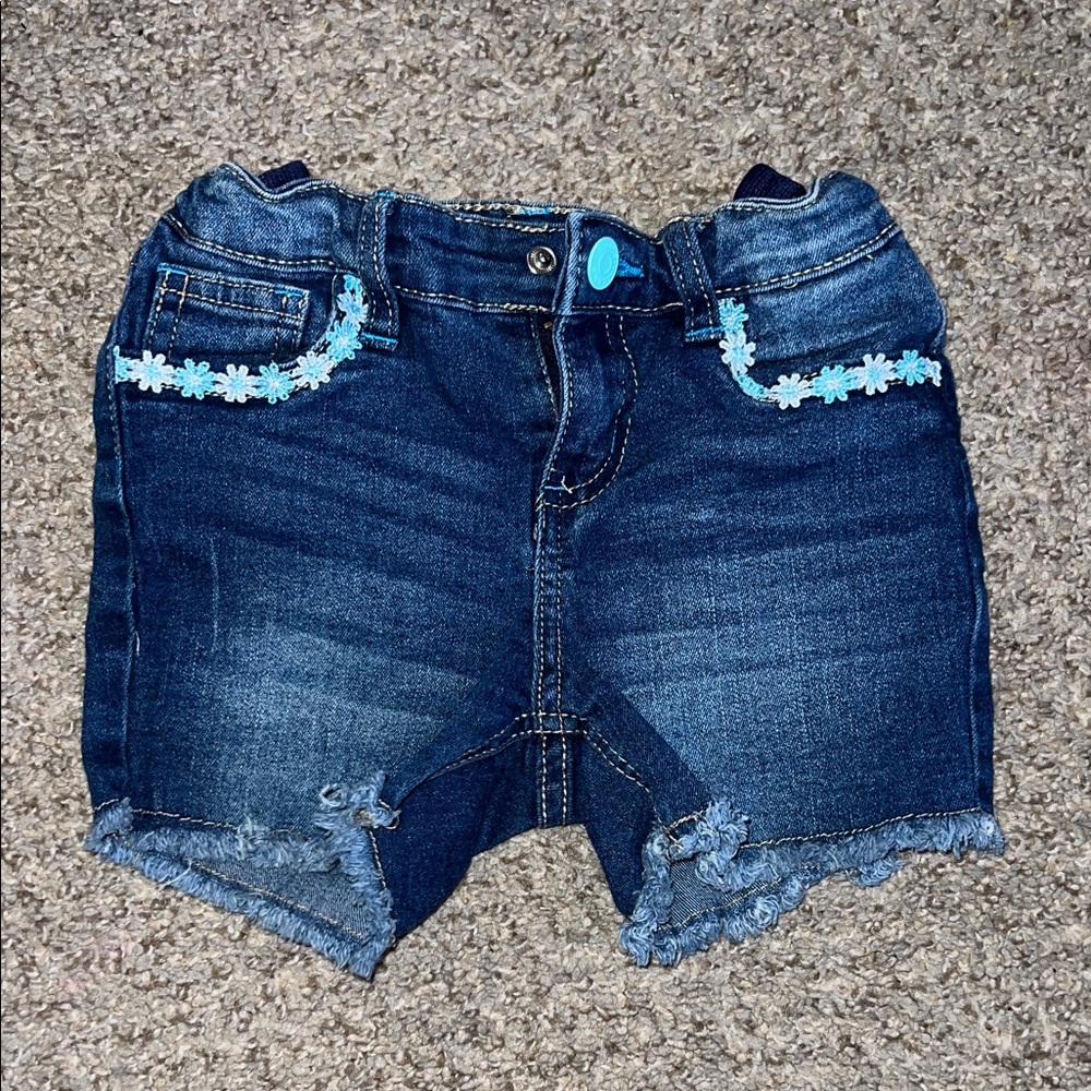 Vigoss Denim Shorts with Blue Floral Trim